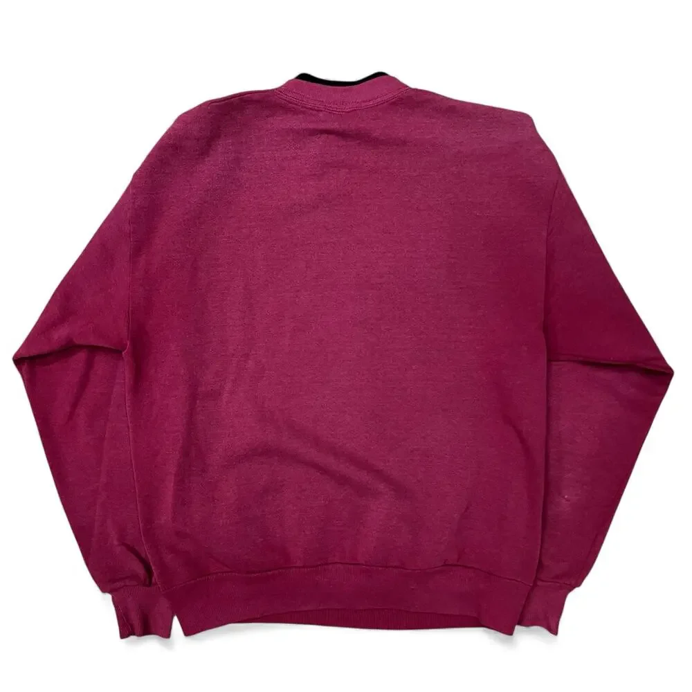 Vintage Winter Chickadee Bird Grannycore Double Collar Crewneck Sweatshirt M Red - Picture 6 of 14